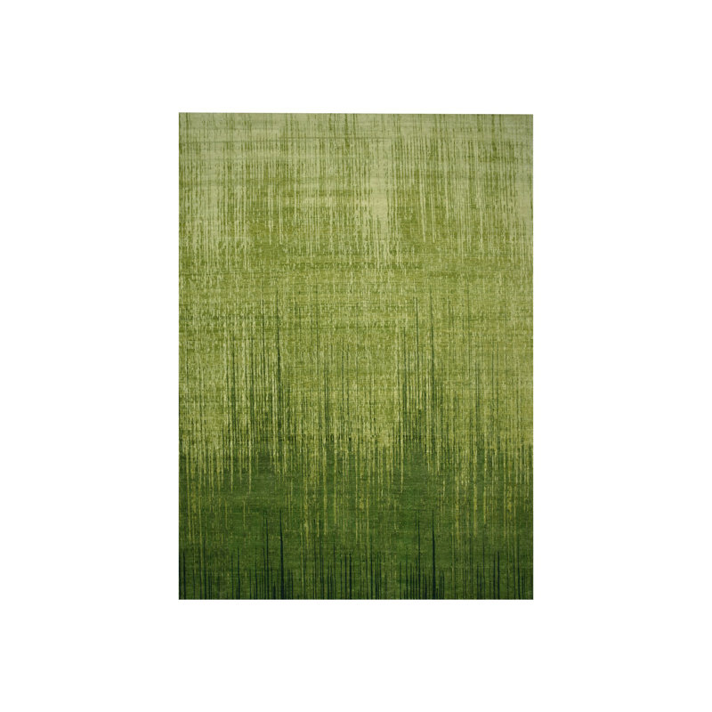 Tapis surdimensionné vert en laine noué à la main 12 pi 2 po x 15 pi D68E92DD18D64836B232B64D7410B6D2