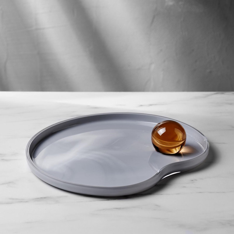 Nude Juno Lead Free Crystal Platter, 1"H x 8.75"W x 8.75"D