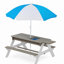 Table de pique-nique en bois pour enfants, table de sable et d'eau avec parasol, table d'activités pour jouer sur la terrasse