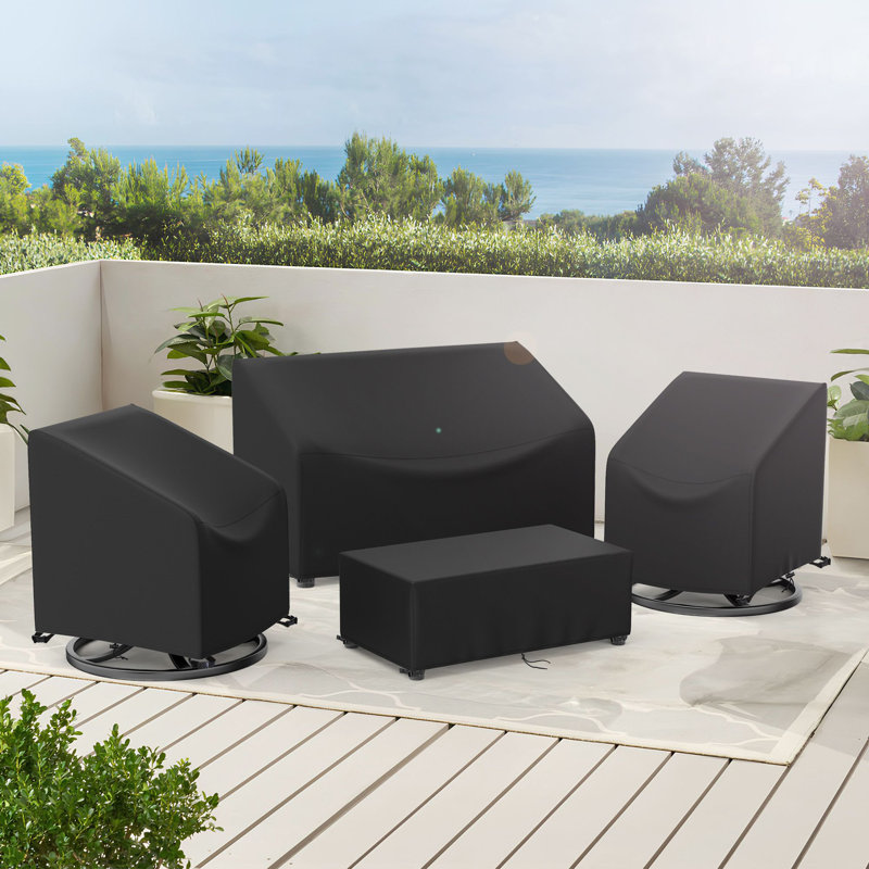 Outdoor Furniture Cover Waterproof Patio Furniture Set Covers for 4 Piece Outdoor Conversation Set, Black