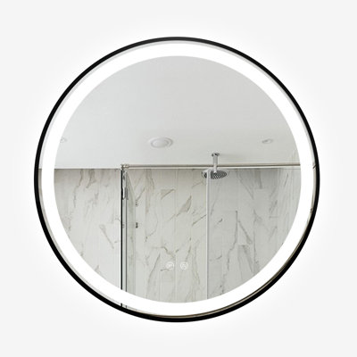 Dimmable Wall Mounted Anti-Fog Bathroom Vanity LED Mirror With Gold Aluminum Frame