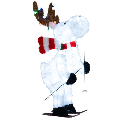  44'' Animated Christmas Reindeer w/12 Colorful Lights & 98 Cold White LEDs Multi-color