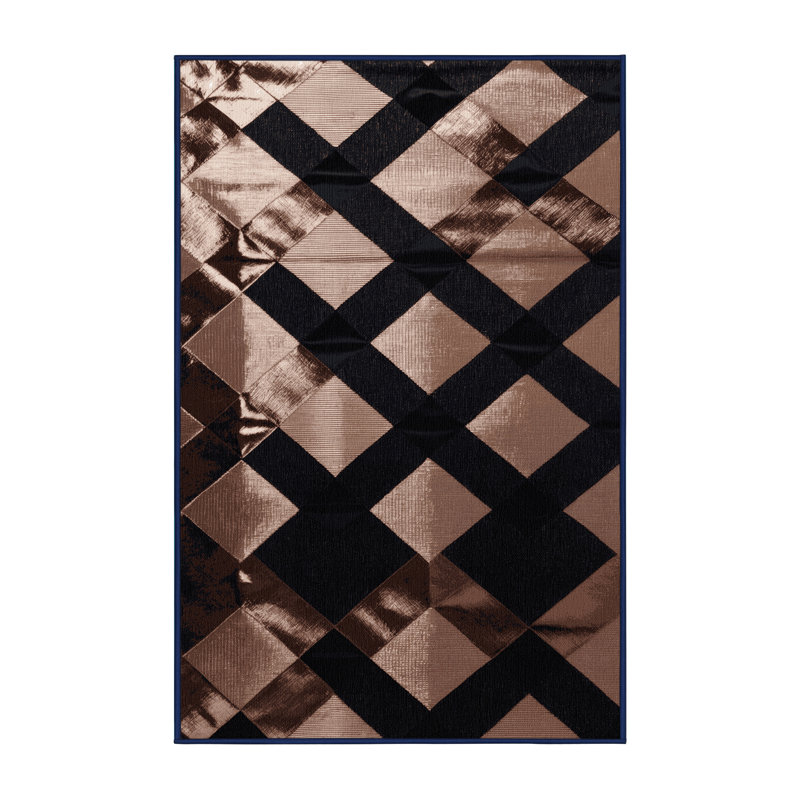 Tapis damier noir lavable à la machine, Rectangle 6 pi x 9 pi