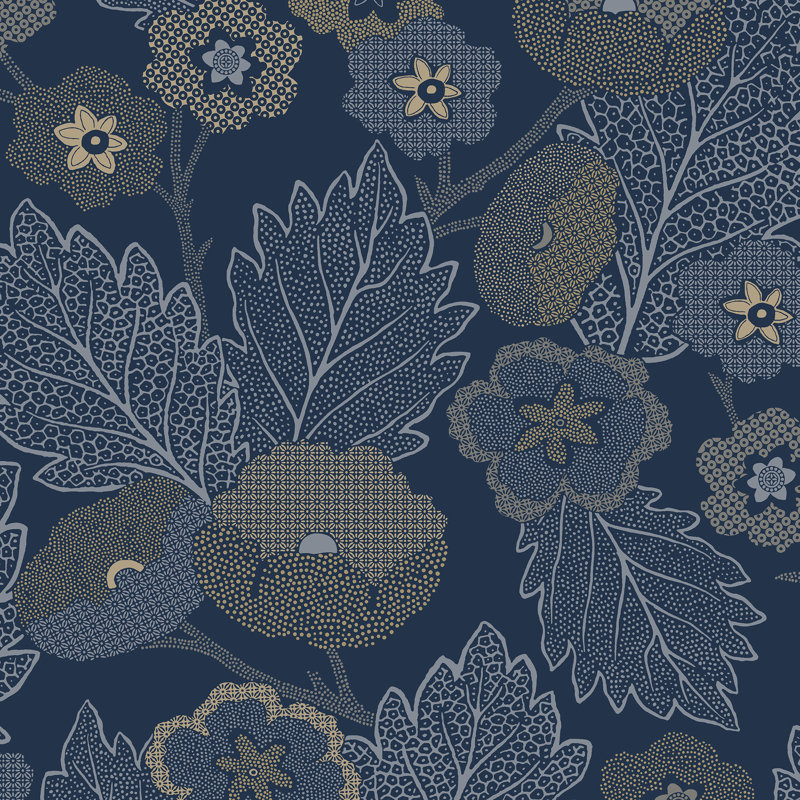 Papier peint floral Antibes, Navy