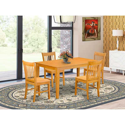 5 Piece Kitchen Table Set for 4 Includes a Rectangle Dining Table and 4 Dining Room Chairs, 36x60 Inch, Oak