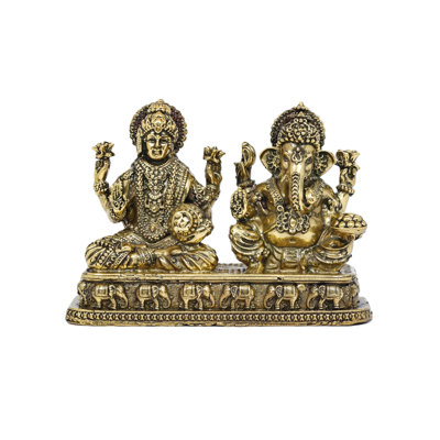 4 Inch Small Pair of Lakshmi Ganesha Brass Statue