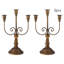 2-Piece 3-Arm Vintage Candelabras Metal Candle Holders