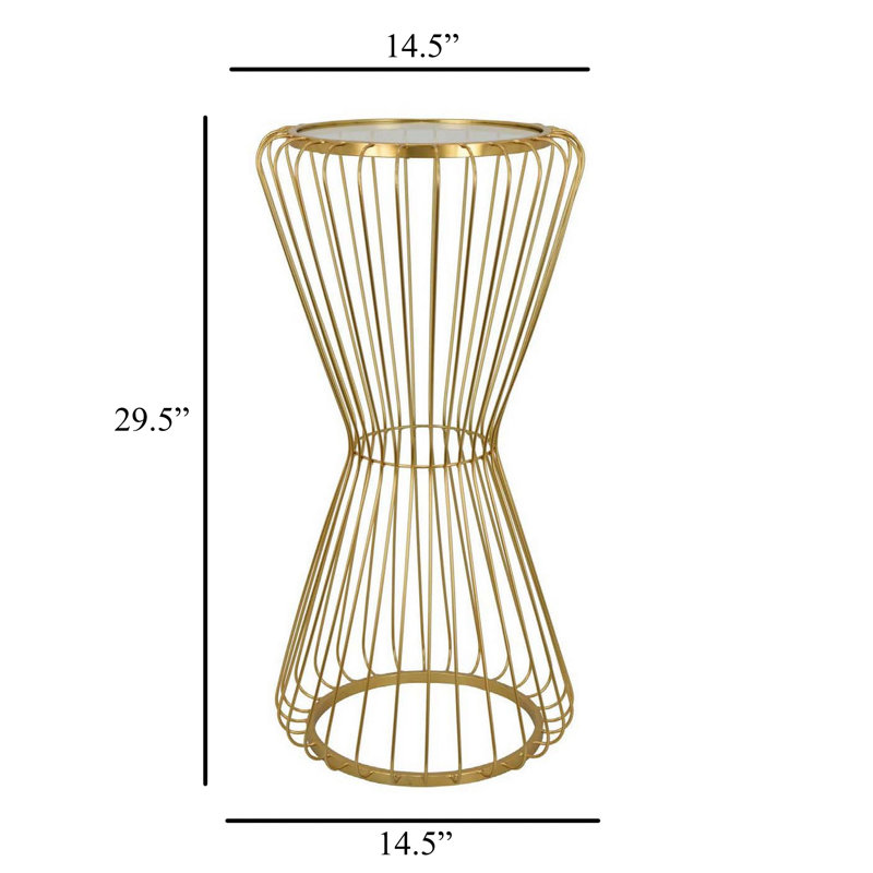Table support à plantes Kane, miroir, structure en métal doré sablier, H 29,5 po x l 14,5 po x P 14,5 po