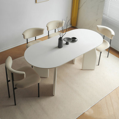White Oval Solid Wood Dining Table