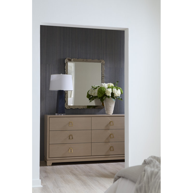Caroline Scalloped Beveled Wall Mirror, 39" x 32"