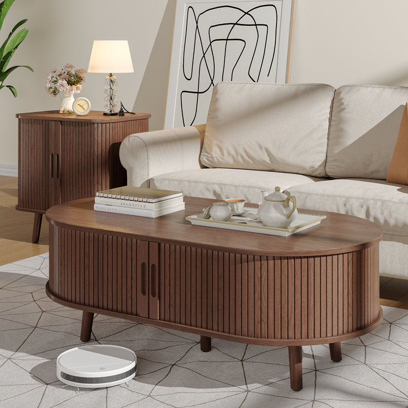 Mid Century Modern Coffee Table 42.5"W with Storage