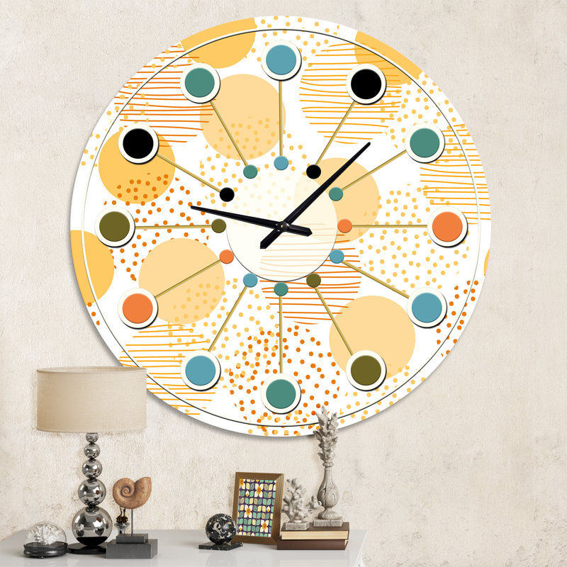 Horloge murale circulaire rétro rétro géométrique, Surdimensionné