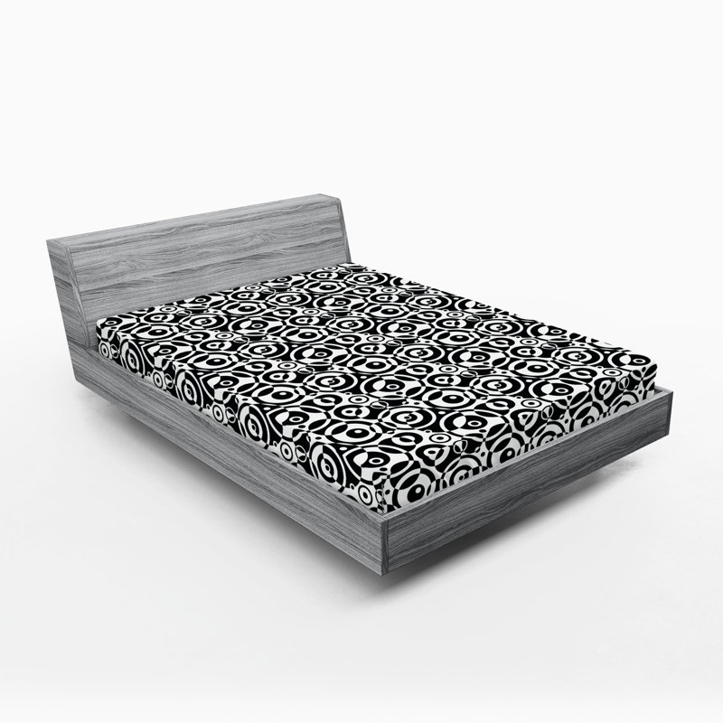Ambesonne Fitted Sheet 2-Pack, California King Fitted Sheet, Black/White Abstract 2
