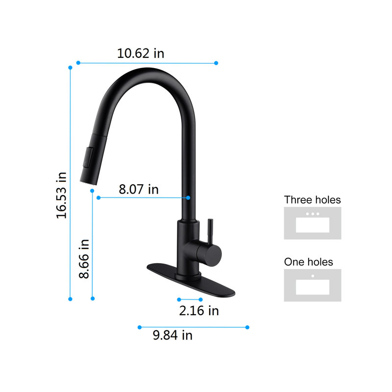 Touch Kitchen Faucet With Pull Down - Matte Black Stainless. 360-Degree Swiveling For All-Around Sink Sanitizing. Corrosion And Rust Surface. Single Handle Effortless Water Temp Flow Adjustment. 8.18