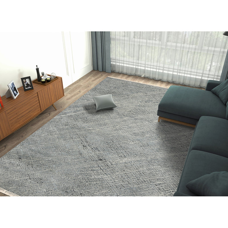 Majestic Abstract Area Rug in Blue, Rectangle 9' x 12'
