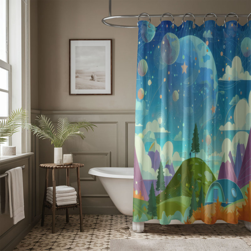 Rideau de douche standard 1 pièce Devinas Playful Sketches, H 74 po x l 71 po