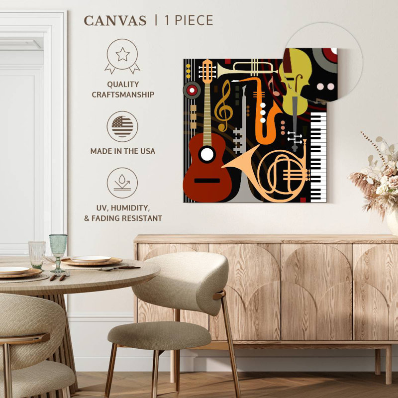 Abarca, instruments de musique abstraits, H 16 po x l 16 po