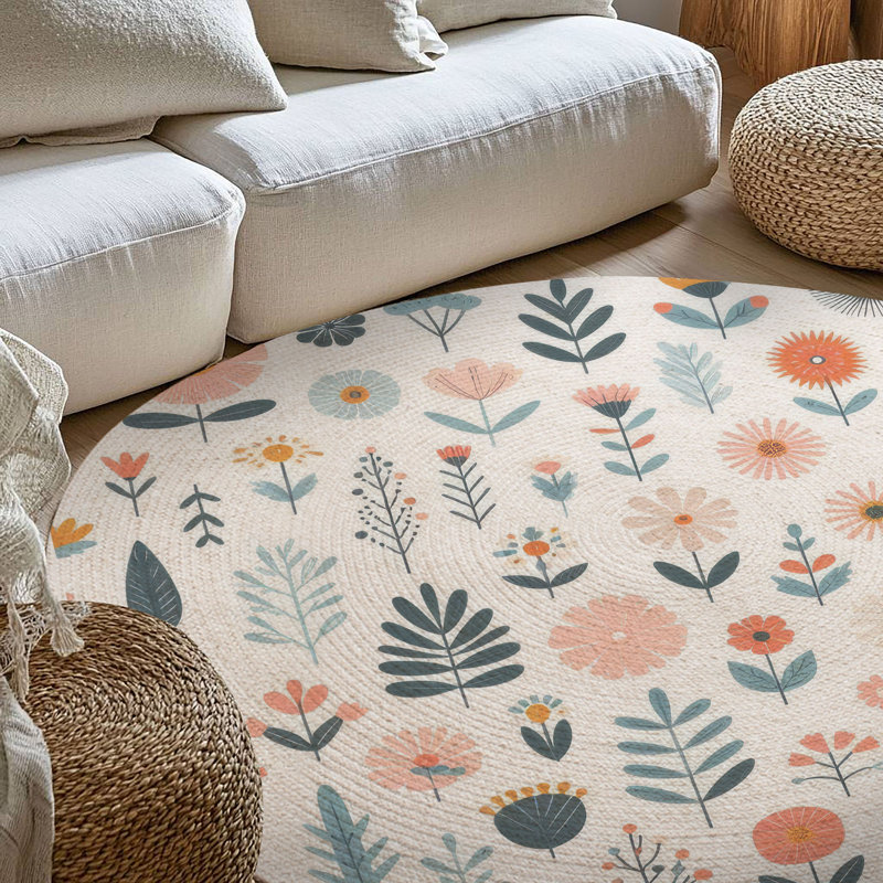 Tapis tressé Floral Greens, Rond 5 pi