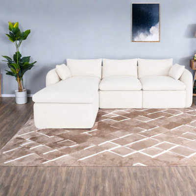 Canapé modulaire en L en chenille de 108 po à compression pour la maison
