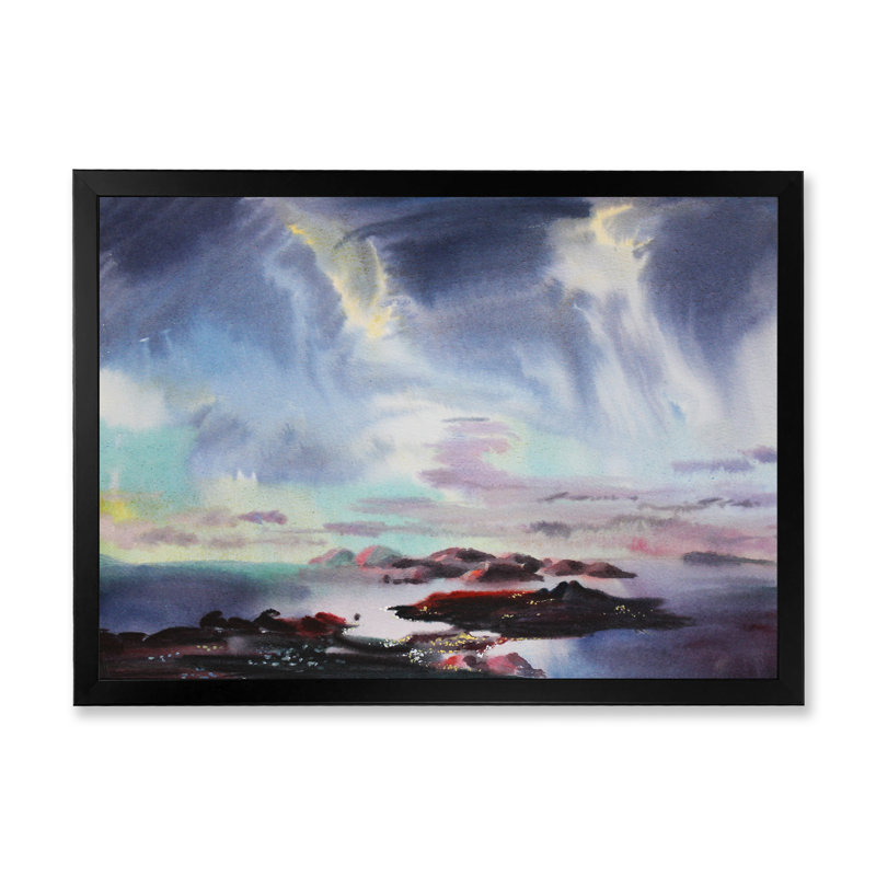 «Storm Clouds Over the Ocean», impression sur toile encadrée, Cadre photo noir, H 8 po x l 12 po x P 1 po