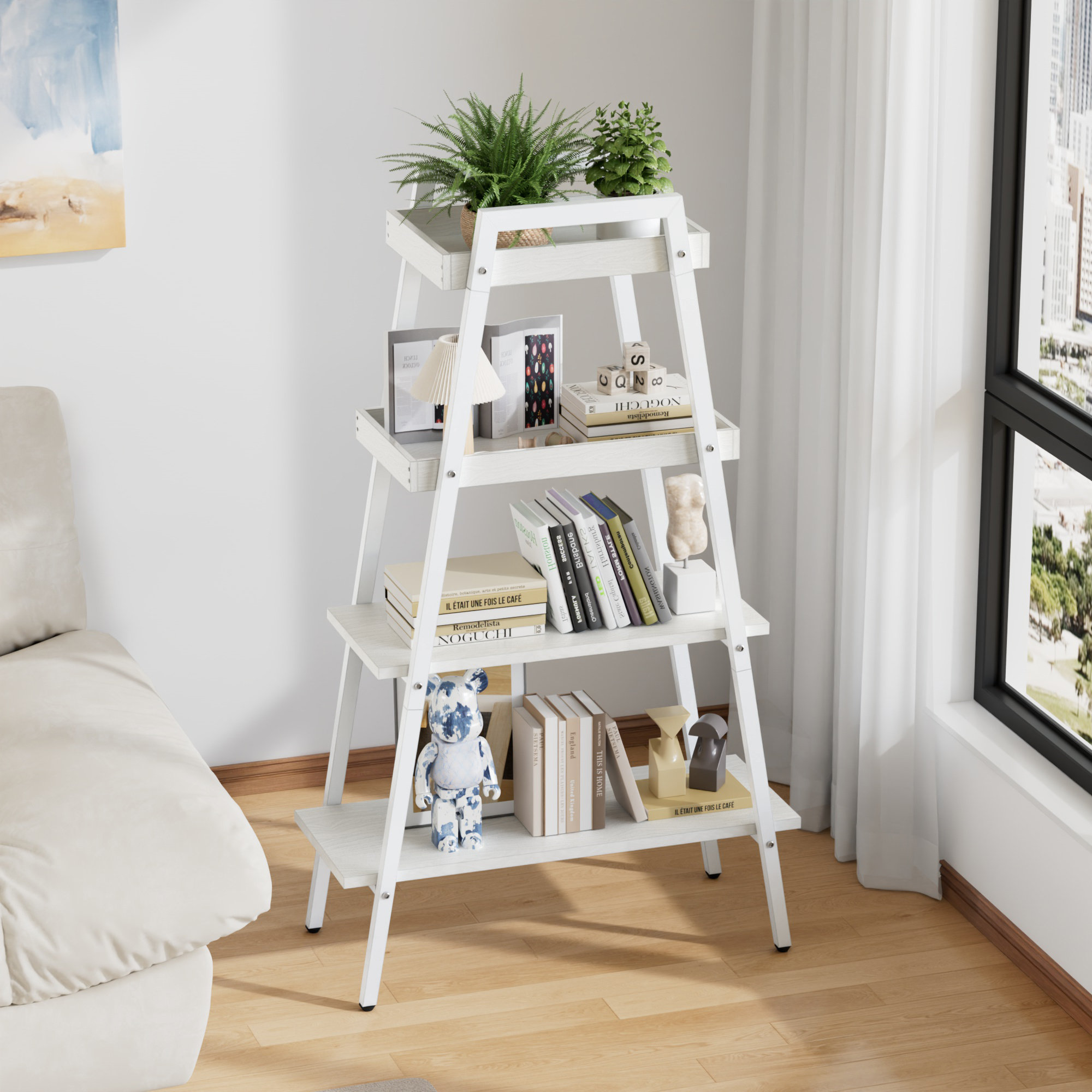 17 Stories Liscomb 54.5" H x 13" W x 10" D 4 Tier Modern Storage ...