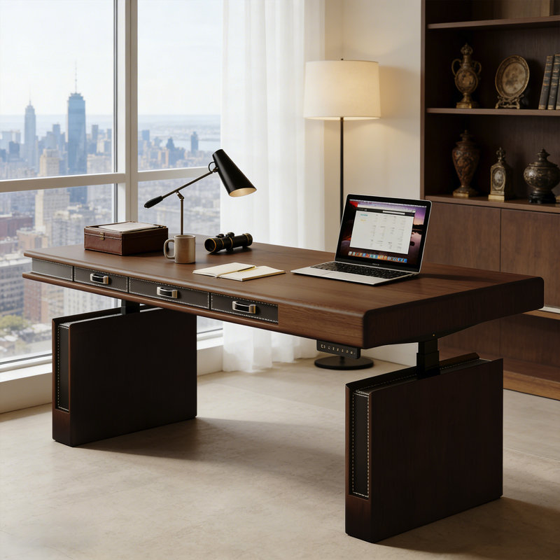 Bureau électrique en bois massif 70,87 po, H 52,36 po x l 78,74 po x P 31,5 po