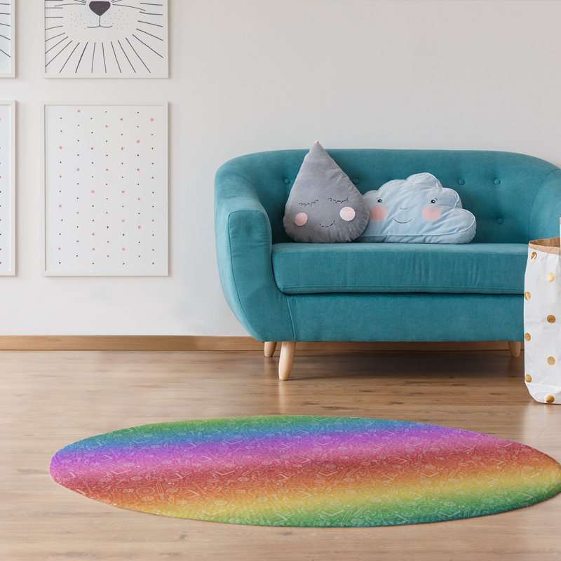 Tapis ombré rose / rouge / bleu, Rond 5 pi