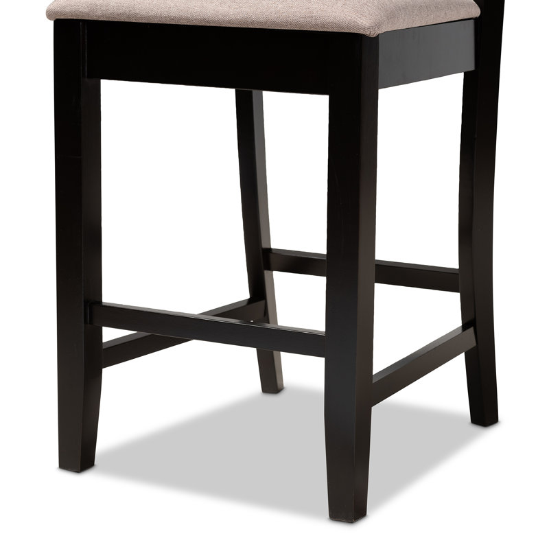 Upholstered Counter Stool with Solid Wood Frame, Sand