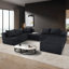 (Old SKU: W3163S00042) Canapé modulaire en U modulaire 8 pièces, grand canapé convertible avec méridienne et lit surdimensionnés, revêtement en velours côtelé de luxe, aucun assemblage requis, noir