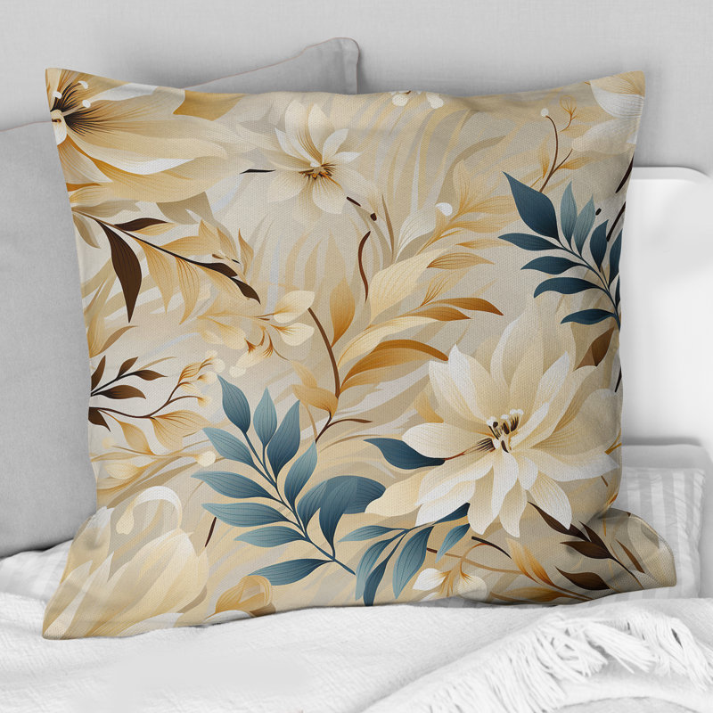 Driftwood Dreams Tropical Motif III - Coussin décoratif imprimé tropical, H 16 po x l 16 po