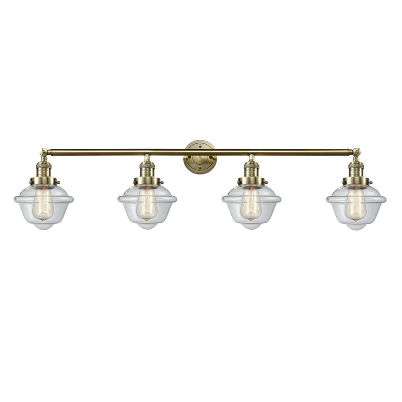 Geddes 4 - Light Dimmable Vanity Light, Clear, Satin Gold, Bulb Not Included