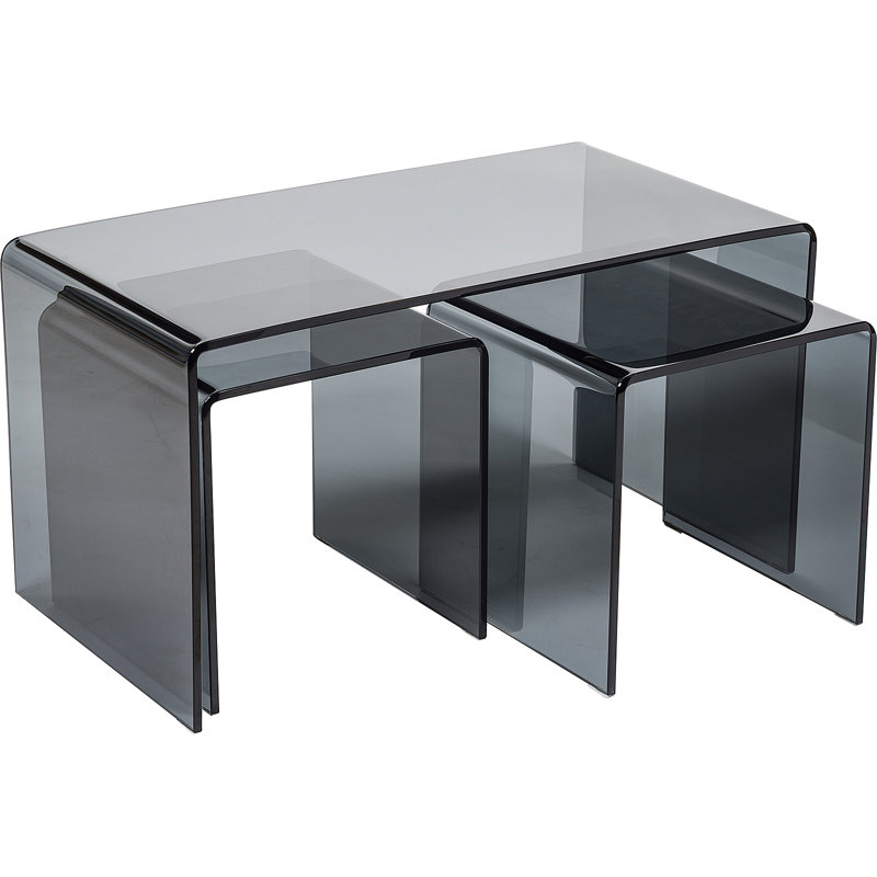 Herta 3 - Piece Glass Top Living Room Table Set, Smoked