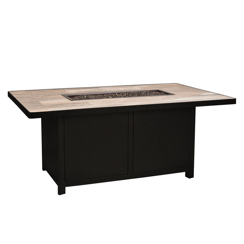 Elba Aluminum Outdoor Fire Pit Table, Venice Beach, 24" H x 58" W x 36" D, Carbon Black