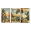 Florida Wall Art, ensemble de 3 pièces sur toile - Collage de palmiers de Floride rétro et plage I-93119733-93119734-124781199