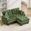 Canapé en L en chenille avec 4 coussins en forme de L, repose-pieds mobile et garniture capitonnée matelassée, conception ergonomique, canapé à assise profonde facile à assembler pour le salon, le bureau et les appartements, vert-1065213124-1065213126