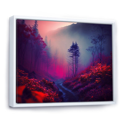 «Sunset Shining Misty Trees Autumn Forest», reproduction sur toile