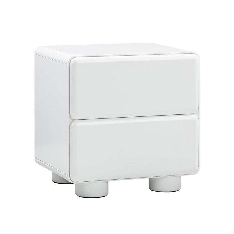 Table de chevet 2 tiroirs Kamio, Blanc