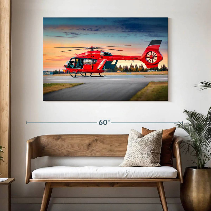 Mehar Red Helicopter, 32" H x 48" W