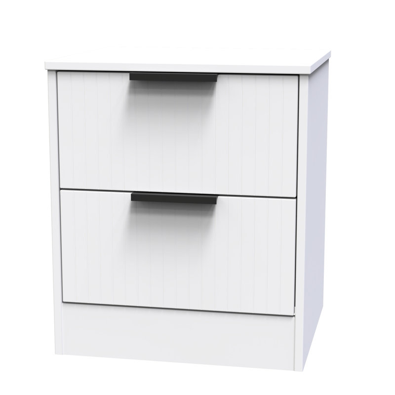 Las Vegas 45cm W Manufactured Wood Bedside Table, White Matt