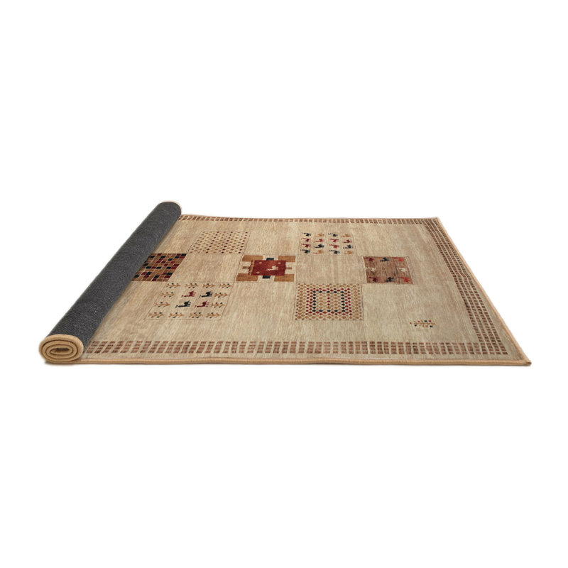 Tapis contemporain brun / beige, Rond 8 pi
