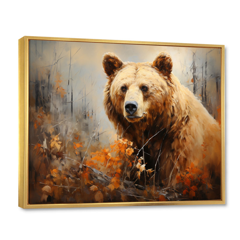Bazyli Bear Bears Boundary I - art mural ours, H 30 po x l 40 po x P 1,5 po, Cadre flottant doré