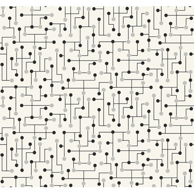 Seabrook Designs Onyx & Metallic Balfour Dotted Lines Unpasted Wallpaper