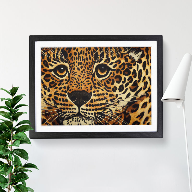 Dreamy Leopard - Single Picture Frame Print, Black, 46cm H x 64cm W