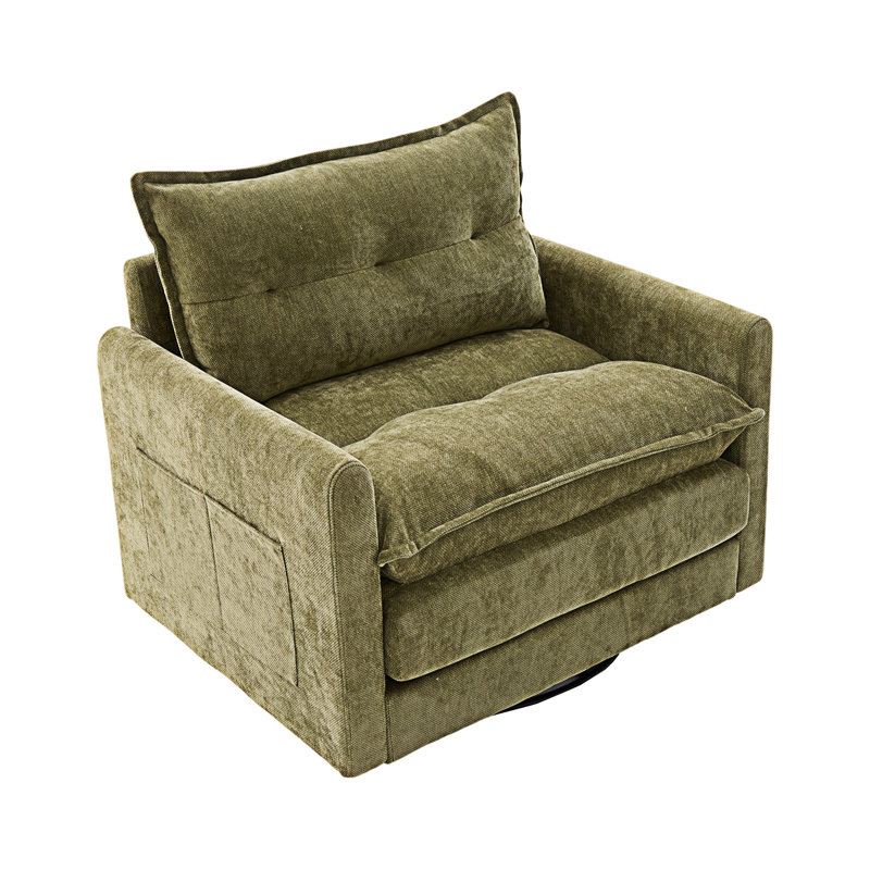 Fauteuil demi-tonneau pivotant, Vert olive