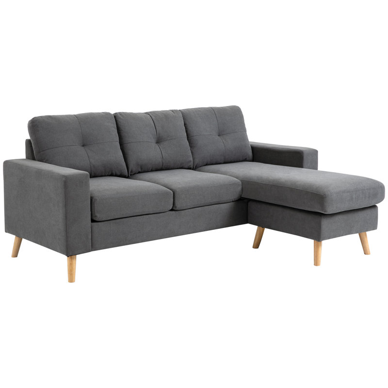 Canapé modulaire modulaire avec méridienne réversible pour chambre gris foncé