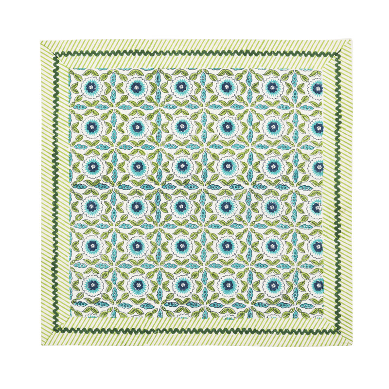 Majorelle Napkin, White/Blue/Green