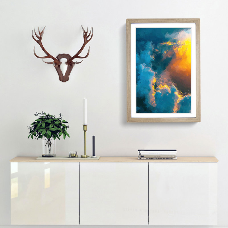Light Through the Clouds in Abstract - Picture Frame Graphic Art Print, 36cm H x 27cm W x 2cm D, Oak Framed