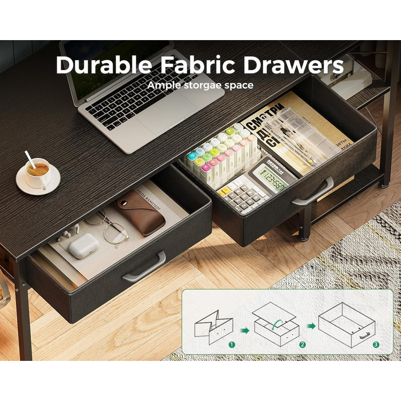 Space-Saving Laptop Desk With Power Outlet And Drawers For Small Apartments, Enhancing Productivity And Style