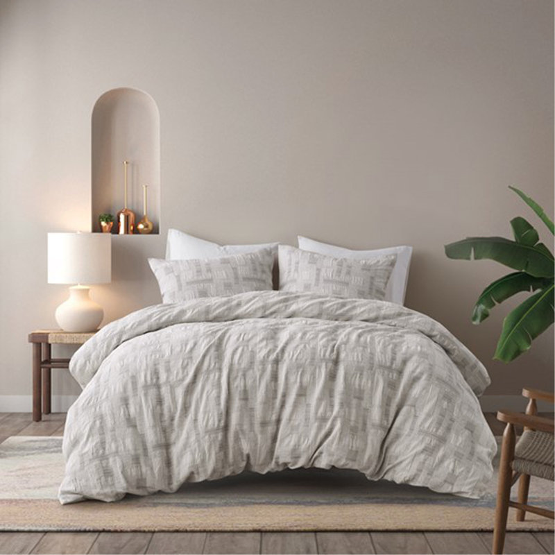 3 Piece Cotton Jacquard Duvet Set-Full/Queen