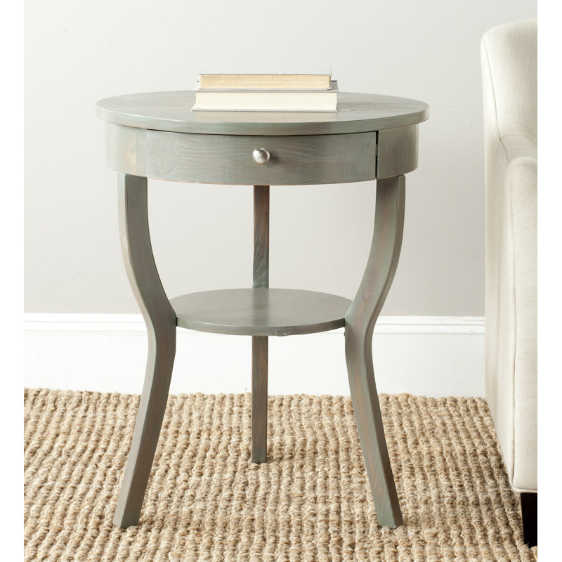 Joanna Solid Wood Top End Table with Storage, French Gray